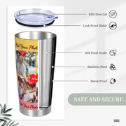 Personalized Tumblers with Pictures Lids and Straws 20 oz Custom Photo Stainless Steel Coffee Tumbler with Name Text Coffee Mug Cup Gifts for Christmas Anniversary Birthday for Dad Mom Friend