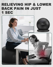 Trideer Exercise Yoga Ball Chair with Base for Home Office Desk, Stability & Fitness Ball Seat to Relieve Back Pain, Home Gym Workout for Abs, Pregnancy Ball with Pump