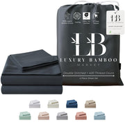 Luxury Bamboo Market | Queen Size Bed Sheet Set | 100% Viscose Made from Bamboo | Organically Grown | Ultra Soft | Cooling Sheets for Hot Sleepers | 17" Deep Pocket [Dune]