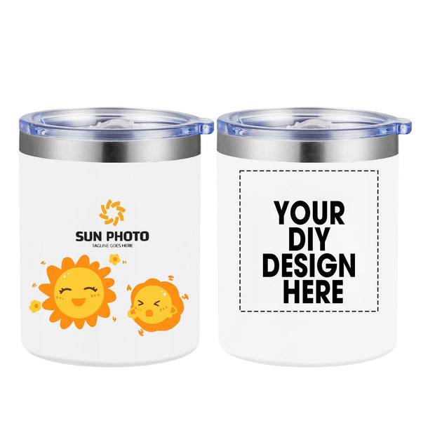 Personalized Custom Tumbler Print in USA 12oz Stainless Steel Travel Coffee Cup with Lid & Straw Double Wall Insulated Mug With Colorful Text Logo Photo