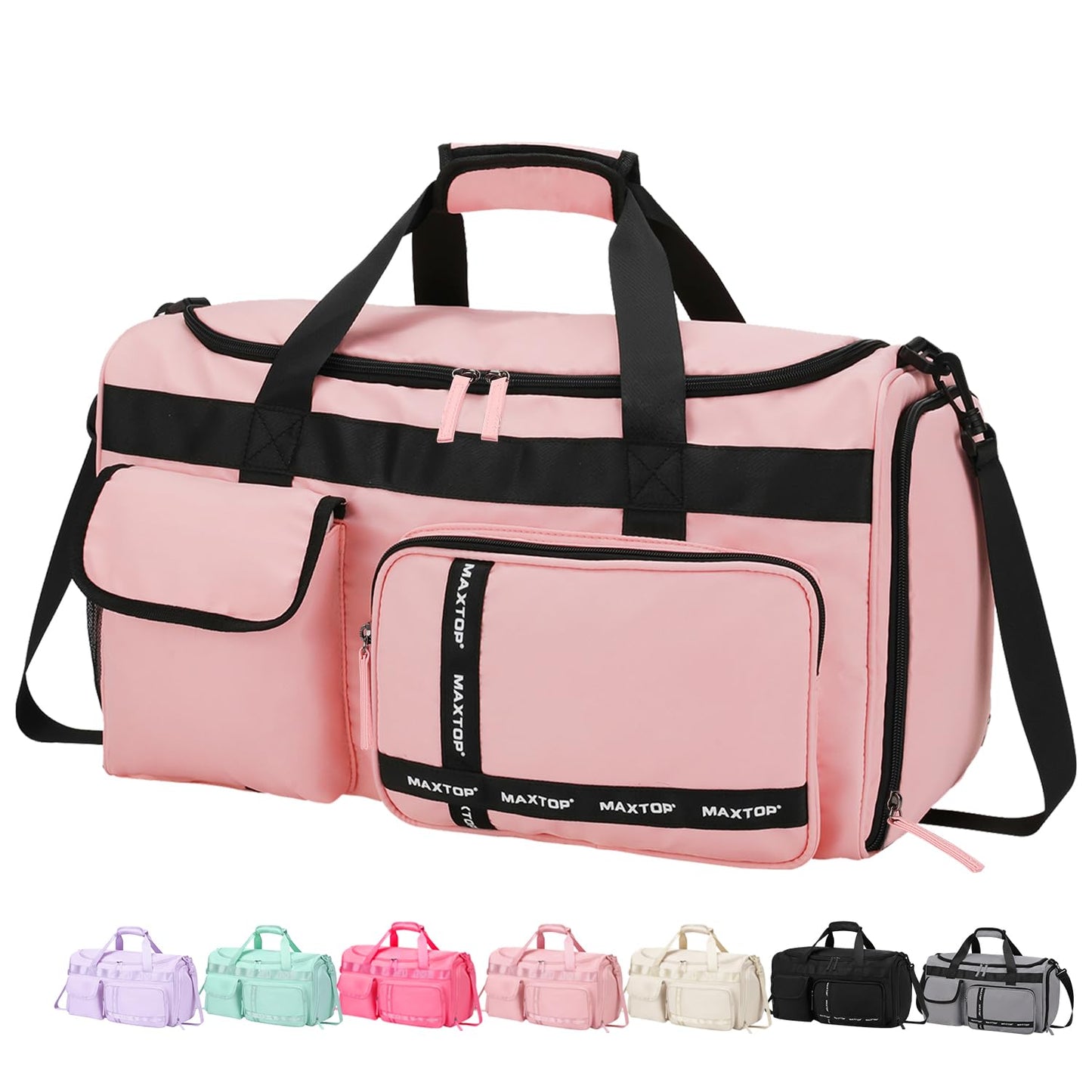 MAXTOP Gym Bag for Women Men Travel Duffle Bag Large Capacity Carry On Weekender Overnight Bag With Shoe Compartment Gym Tote Dry Wet Separation Duffel Bag for Travel