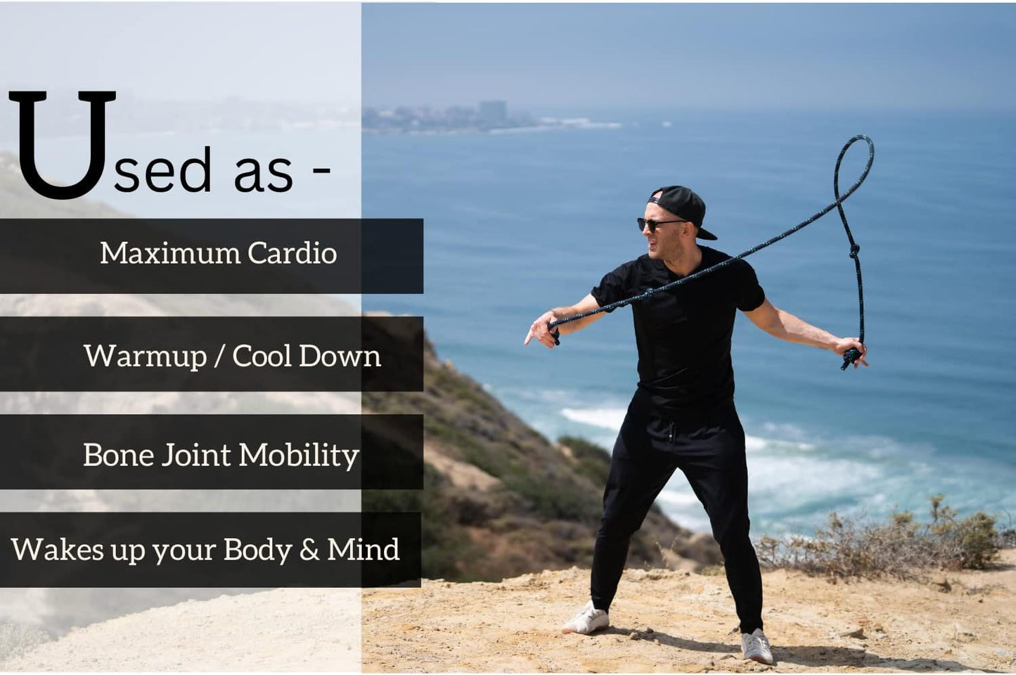 Flow Rope Exercise Jump Rope – 500g (1.10lb) Weighted Flow Jump Rope for Cardio, Boxing, HIIT & Upper Body Fitness – Adjustable Double Woven Workout Rope for Men, Women, Beginners – Indoor & Outdoor Use