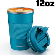 MOMSIV 12oz Travel Mug, Insulated Coffee Cup with Leakproof Lid, Travel Coffee Mug Vacuum Stainless Steel Double Walled Reusable Coffee Cup for Hot and Cold Water Coffee