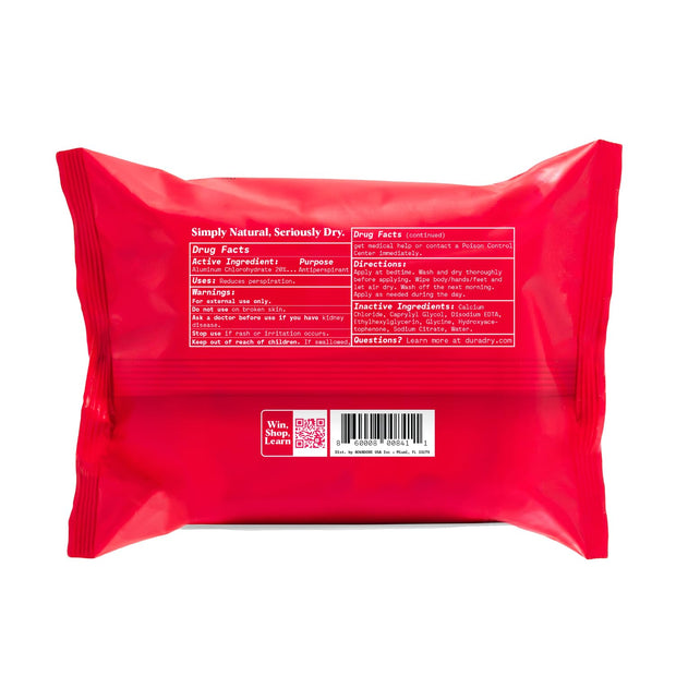 Whole Body Antiperspirant Wipes - Anti-Sweat Wipes for Body, Hands and Feet, Neutralizes Odor and Excessive Sweating, Quick-Drying and Travel-Friendly - Unscented, Pack of 1