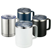 MEWAY 12oz Coffee Mug With Handle and Sliding Lid,Stainless Steel Travel Tumbler Cup with Handle,Double Wall Vacuum Insulated Camping Cup for Hot & Cold Drinks Tea (Purple,Set of 1)