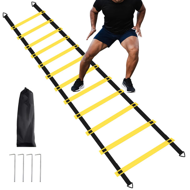 1/2/4 Pack 12 Rungs Agility Ladder Set, Training Ladder with Steel Stakes and Carry Bag for Soccer, Speed Fitness Feet Training