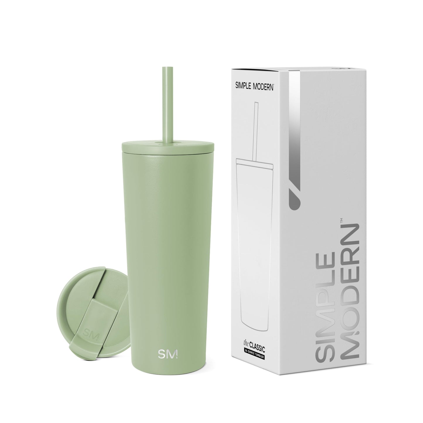 Simple Modern Insulated Tumbler with Lid and Straw | Iced Coffee Cup Reusable Stainless Steel Water Bottle Travel Mug | Gifts for Women Men Her Him | Classic Collection | 24oz | Midnight Black