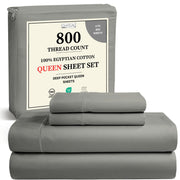 100% Egyptian Cotton Sheets King Size Sheets Set with Fully Elasticated Fitted Sheet & Pillowcase sets, 800 TC Hotel Collection Deep Pocket King Sheet Set, No Pill Soft Breathable Luxury White Bedding