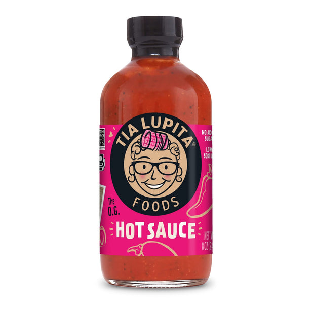 Tia Lupita Hot Sauce 8 Oz (Pack of 2) - Flavorful Heat, Medium Spice with Smoky-Sweet Flavor - Gluten-Free, Non-GMO, Sugar-Free, Low Sodium, Keto-Friendly, No Carbs - Made with Red Jalapeño Peppers