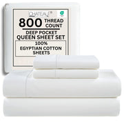 100% Egyptian Cotton Sheets King Size Sheets Set with Fully Elasticated Fitted Sheet & Pillowcase sets, 800 TC Hotel Collection Deep Pocket King Sheet Set, No Pill Soft Breathable Luxury White Bedding