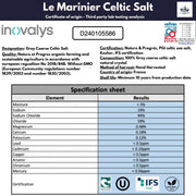 Le Marinier French Sea Salt Grey Coarse, 1.1lb - 18oz. Mineral Rich 100% Natural and Unrefined Celtic Salt Organic. Hand Harvested Mineral Sea Salt, Sel Gris (1.1lb Grey Coarse)
