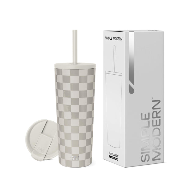 Simple Modern Insulated Tumbler with Lid and Straw | Iced Coffee Cup Reusable Stainless Steel Water Bottle Travel Mug | Gifts for Women Men Her Him | Classic Collection | 24oz | Midnight Black