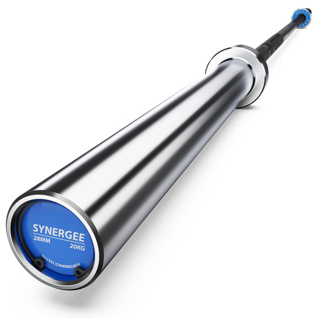 Synergee Open 15kg and 20kg Black Phosphate and Chrome Olympic Barbell. Rated 1000lbs for Weightlifting and Powerlifting.