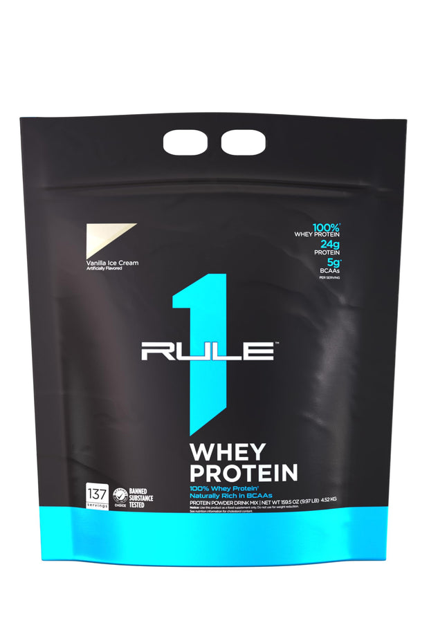 Rule 1 Whey Protein – 24g Fast-Acting Protein from All-Whey Sources with Naturally Occurring EAAs & BCAAs for Workout Recovery or Anytime Use (5 Pounds*, Vanilla Ice Cream)