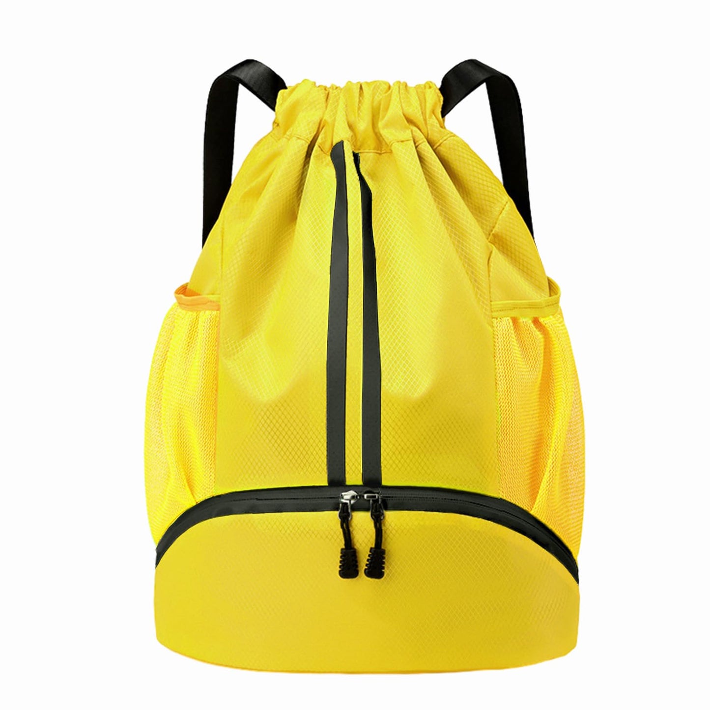 Hoedia Sports Drawstring Backpack - String Swim Gym Bag with Shoes Compartment and Wet Proof Pocket for Women&Men