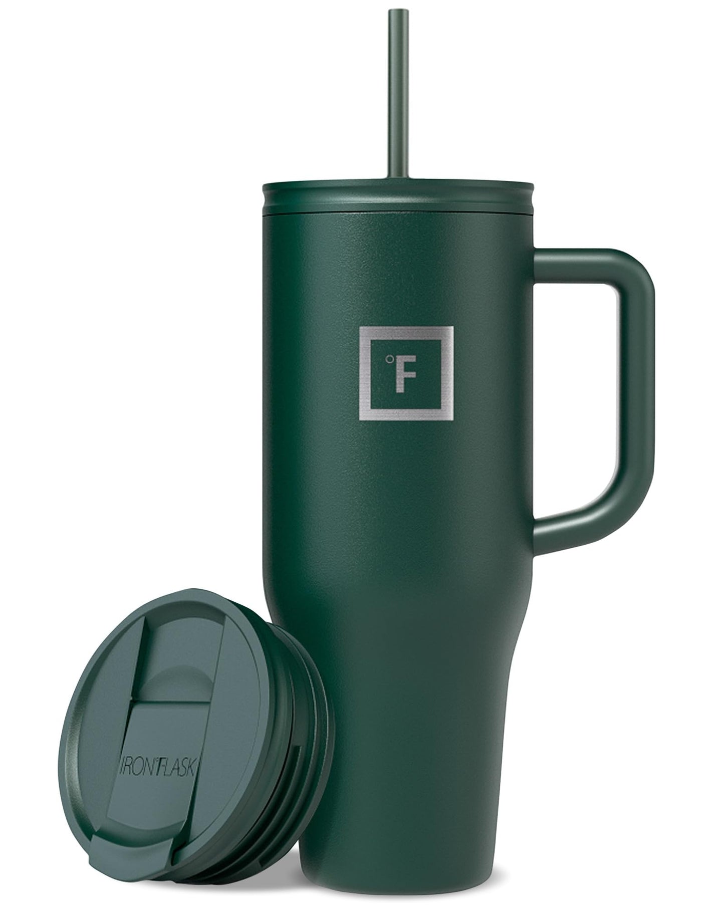IRON °FLASK Co-Pilot Insulated Mug w/Straw & Flip Cap Lids - Cup Holder Bottle for Hot, Cold Drink - Leak-Proof - Water, Coffee Portable Travel Mug - Aurora, 32 Oz