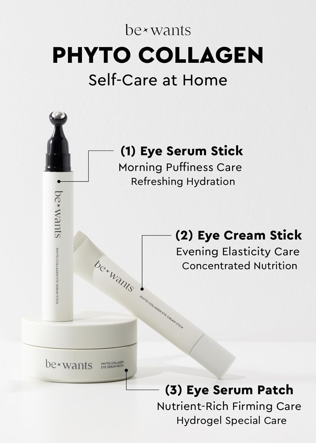 Bewants under eye patches for puffy eyes, Korean under eye mask with vegan collagen and 71.9% bamboo water, patches for dark circles and Cooling, 60 pieces