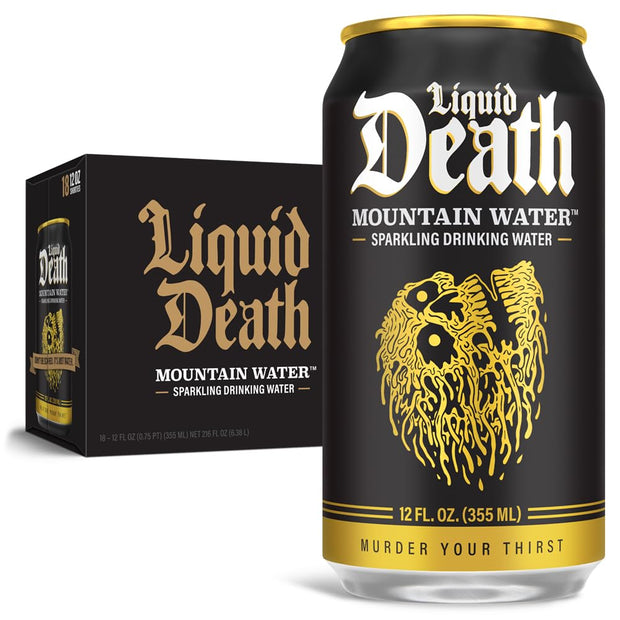 Liquid Death Sparkling Mountain Water, 16.9 oz Tallboys (12-Pack)