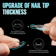 TOMICCA Medium Almond Nail Tips, 504Pcs Acrylic, 12 Sizes Half Matte Soft Gel, Nail Extension for Beginner and Professional