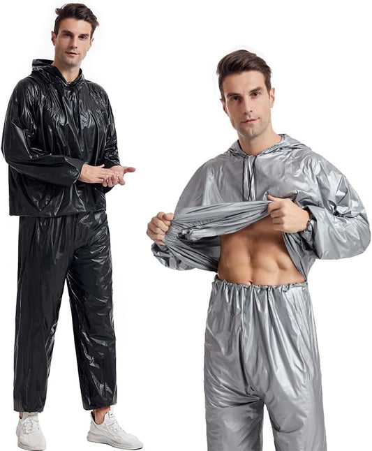 DawnBreak Sauna Sweat Suit for Women/Men with Hoodie Zipper Weight Loss Fitness Exercise Gym Workout Suit Top Pants
