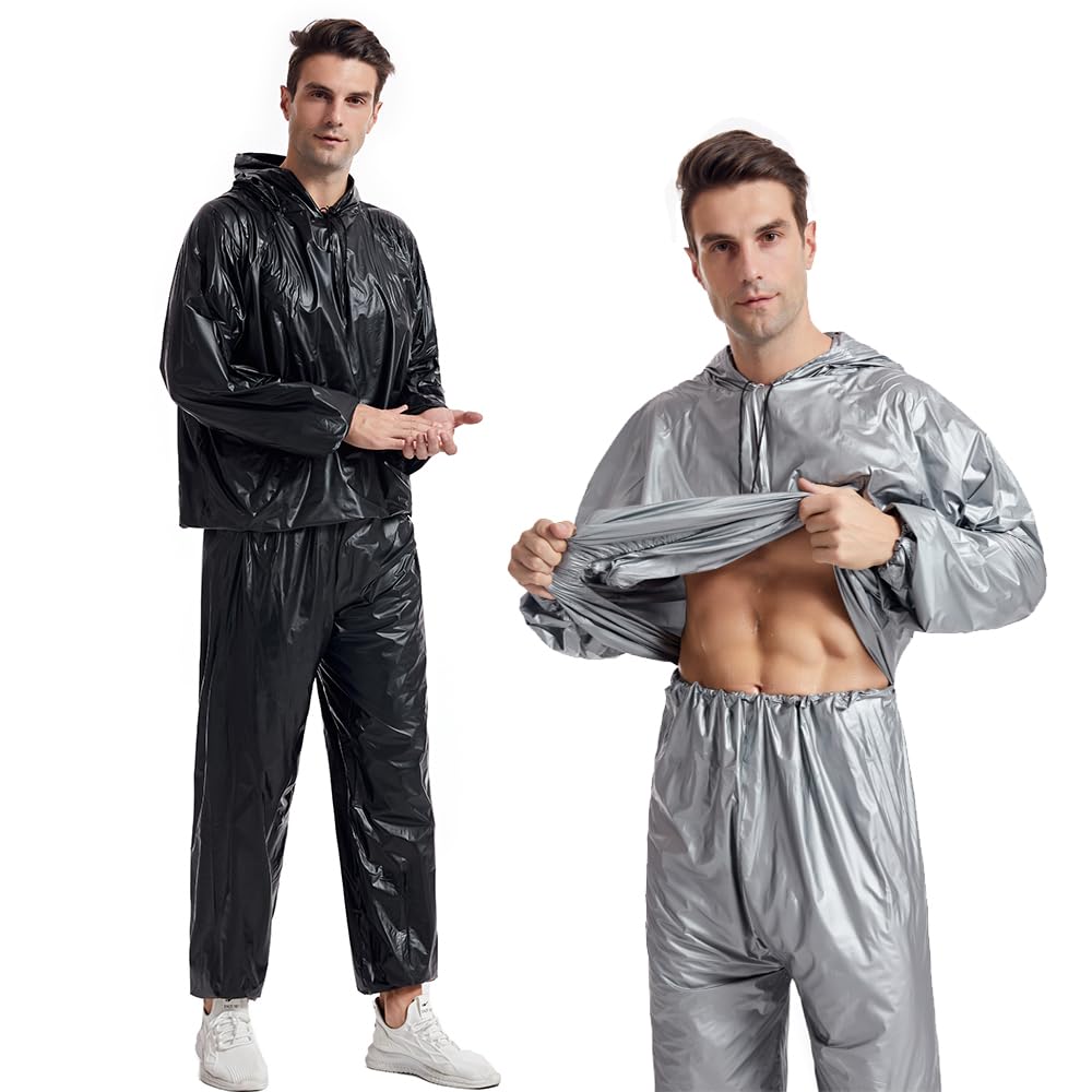 DawnBreak Sauna Sweat Suit for Women/Men with Hoodie Zipper Weight Loss Fitness Exercise Gym Workout Suit Top Pants