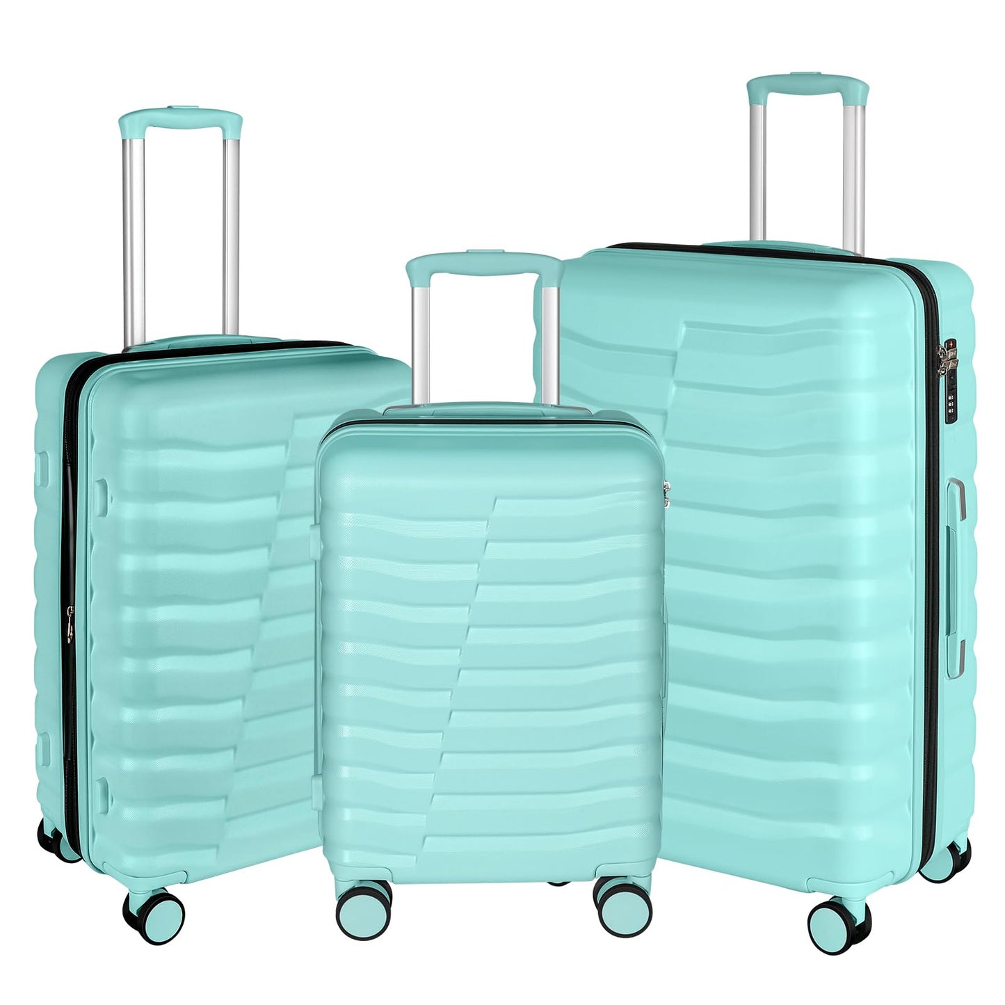 Lightweight Luggage with Spinner Wheels & YKK Zipper, 3-Piece Travel Suitcase ABS+PC Hardshell Luggage Set with TSA Lock, Light Avocado Green (20+24+28 inch)