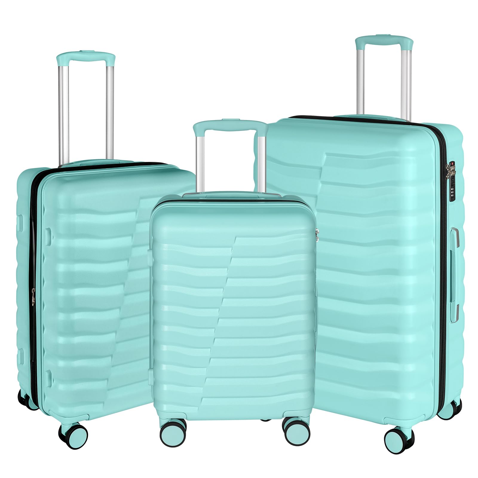 Lightweight Luggage with Spinner Wheels & YKK Zipper, 3-Piece Travel Suitcase ABS+PC Hardshell Luggage Set with TSA Lock, Light Avocado Green (20+24+28 inch)