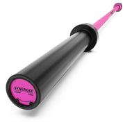 Synergee Games 15kg and 20kg Colored Ceramic Coated Barbells. Rated 1500lbs for Weightlifting and Powerlifting. Black, Red, Grey, Pink