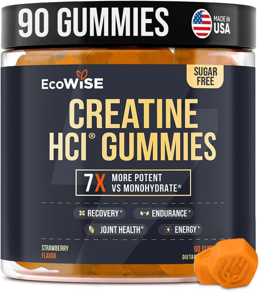 Creatine HCL Gummies 750mg, Chewable Gummies for Men & Women, Sugar-Free, Vegan, HCL Creatine for Active Lifestyle, Strawberry Flavor, 90 Count