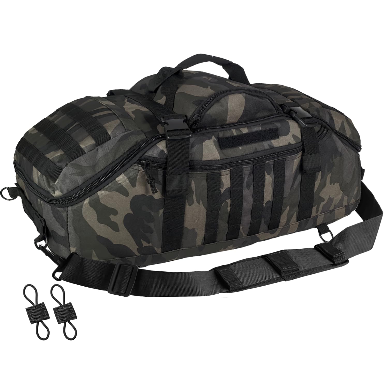 65L Large Duffle Bag, 3-in-1 Tactical Backpack MOLLE Pack for Sports, Gym, Outdoor, Black