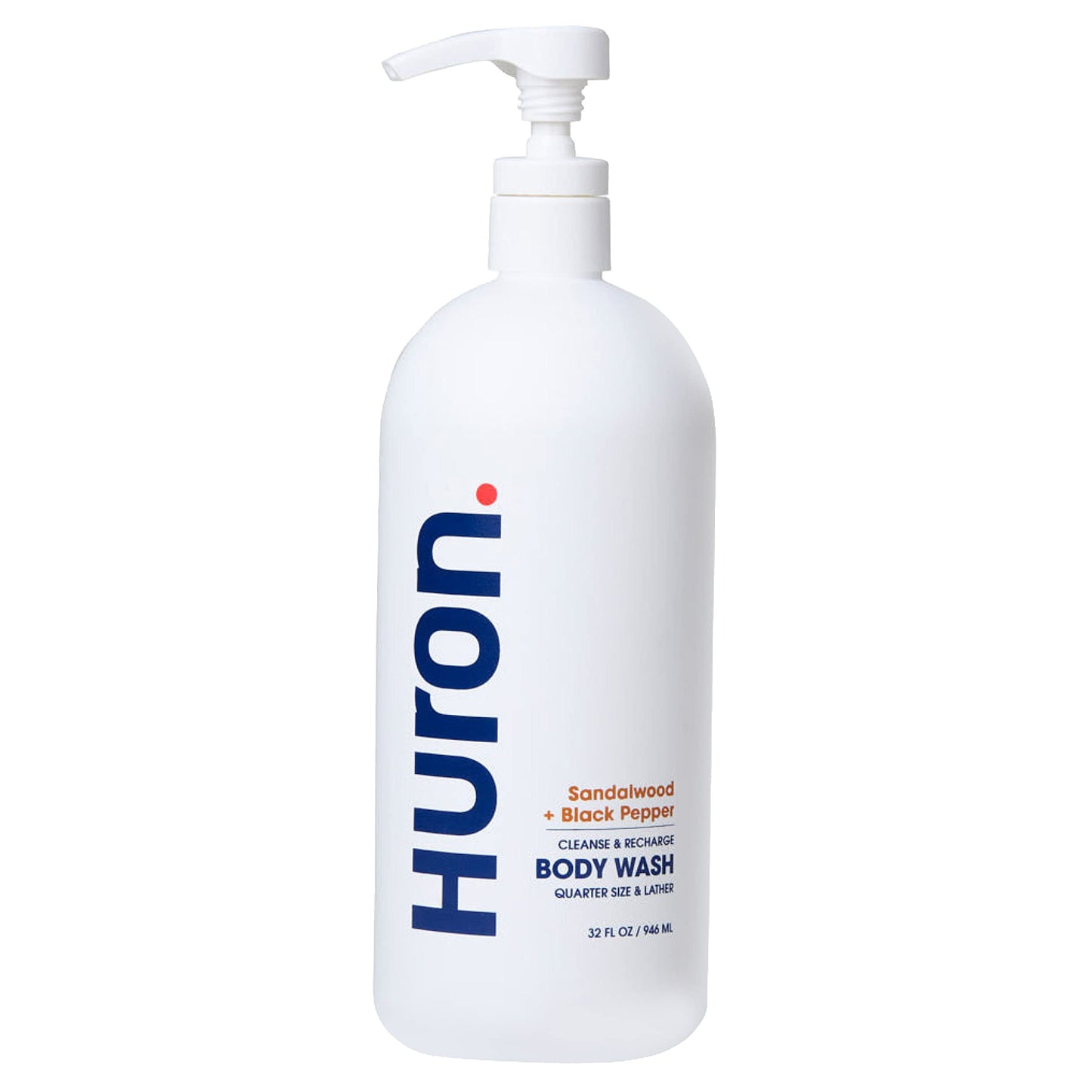 Huron Men’s Moisturizing Body Wash – Crisp & Invigorating Scent of Citrus, Eucalyptus, Mint, & Aromatic Greens - Made With Coconut Oil, Vitamin E & Witch Hazel – Vegan, Cruelty-Free - 12.2 fl oz
