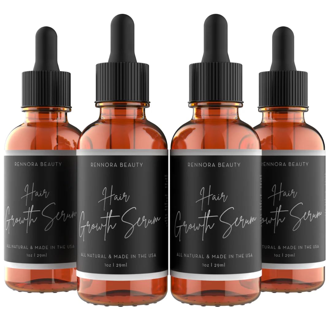 Rennora Hair Growth Serum with Organic Herbs and Natural Vitamins, Peppermint Oil, Stinging Nettle, and Rosemary Oil, No Chemicals, Formulated for Hair Regrowth (2 Pack - 60 Day Supply)