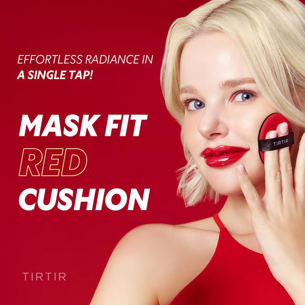 TIRTIR Mask Fit Red Cushion Foundation | Full coverage, Weightless, Skin fit, Satin Glow Finish, Korean Makeup, beauty, Tattoo cover up, Buildable (#29N Natural Beige, 0.63 Fl Oz)