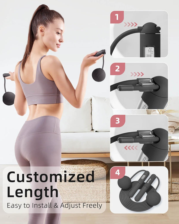 YOTTOY Skipping Ropes for Adults -Cordless Counter Jump Rope with Large Cordless Ball-Weighted Jump Rope for Women with LCD Display