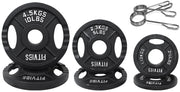 Olympic Cast Iron Plate for Strength Training and Weightlifting, Pairs, Sets or Set with Barbell, Multiple Sizes