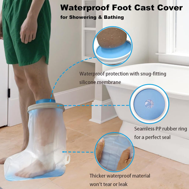 Non-Slip Waterproof Leg Cast Cover for Shower Adult, Cast Protector for Shower Leg Adult, Leg Cast Bag for Shower Foot Cover for Shower After Surgery Reusable(24.8 in. Long)