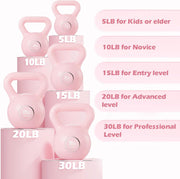 KHTO Kettlebells Fitness Exercise-Pink Strength Training Kettlebell Sets,Dumbbell Weights for Home Gym Equipment