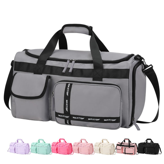 MAXTOP Gym Bag for Women Men Travel Duffle Bag Large Capacity Carry On Weekender Overnight Bag With Shoe Compartment Gym Tote Dry Wet Separation Duffel Bag for Travel