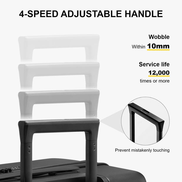 LEVEL8 Trunk Luggages, Large Suitcase 28 Inch Luggage with Spinner Wheels, Luminous Textured Checked Lightweight Hard Shell with Tsa Lock, Black