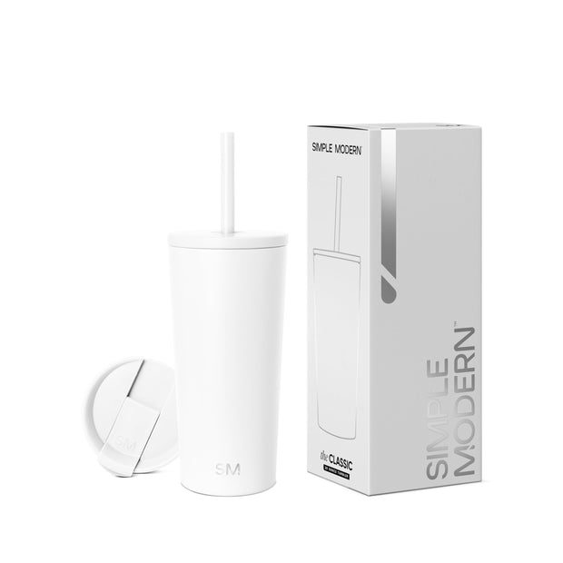 Simple Modern Insulated Tumbler with Lid and Straw | Iced Coffee Cup Reusable Stainless Steel Water Bottle Travel Mug | Gifts for Women Men Her Him | Classic Collection | 24oz | Midnight Black