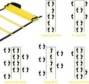 Speed & Agility Ladder Training Equipment Set, Includes 12 Rung 20ft Agility Ladder, 4 Agility Hurdles,12 Disc Cones, 1 Resistance Parachute for Training Football Soccer Basketball Athletes