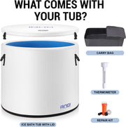 XXL Cold Plunge Tub for Athletes, Compatible with Water Chillers, 224-Gallon Inflatable Ice Bath Tub with Insulated Lid, Thermometer, Water-Absorbent Mat, Portable Ice Pod for Cold Water Therapy