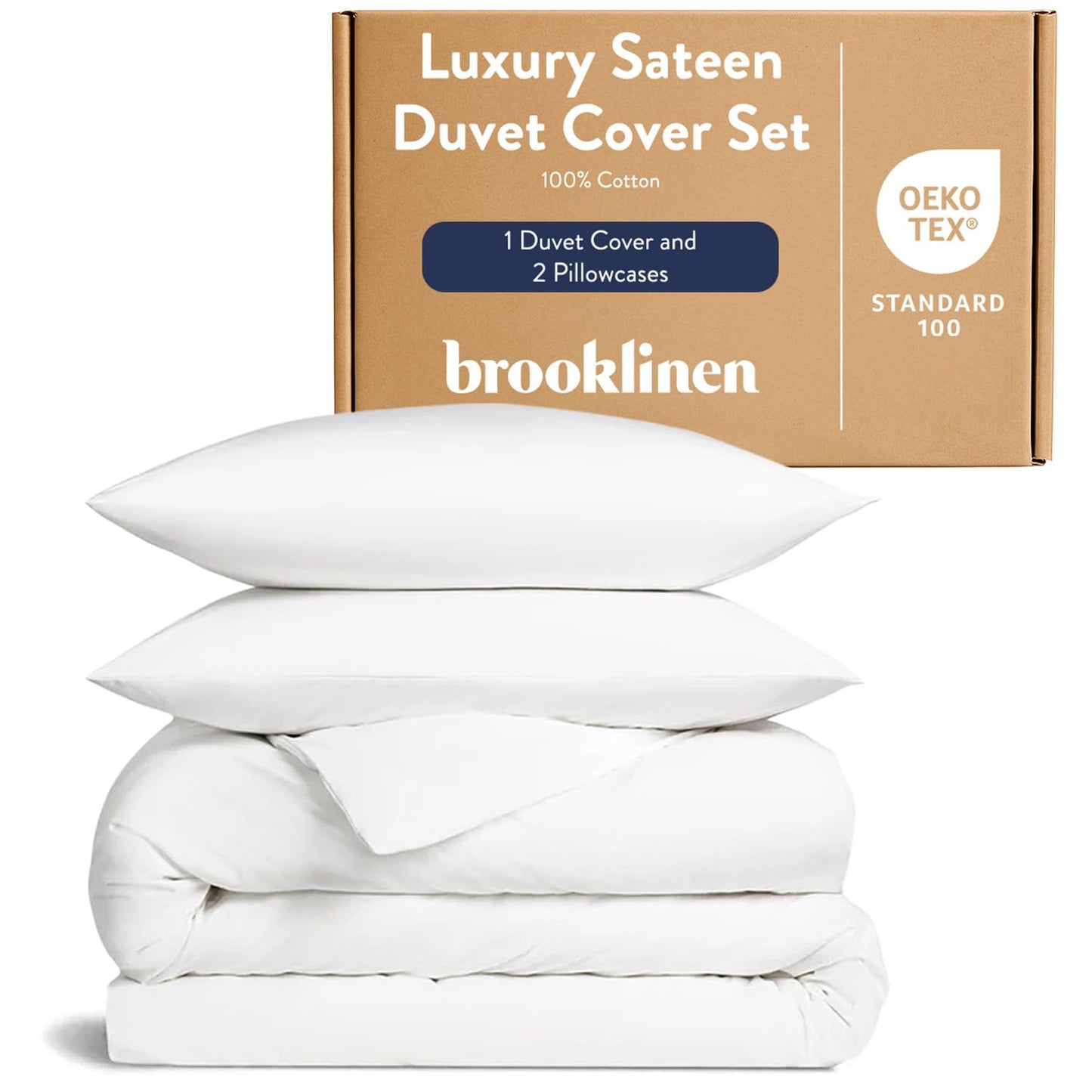Brooklinen Luxury Sateen Duvet Cover - 100% Cotton, Full/Queen Size in White with Extra-Long Corner Ties and Button Closure | Best Luxury Sheets