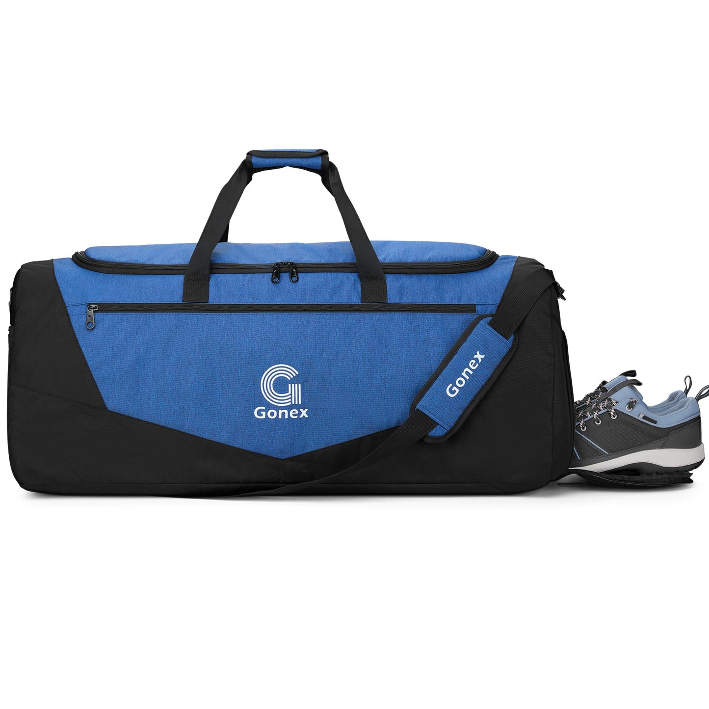Gonex Gym Duffel Bag with Shoe Compartment Wet Pocket, Large Capacity Sports Duffle Bag for Men Women, Workout & Travel Bag with Multiple Pockets, Black/Gray, Small (30L)