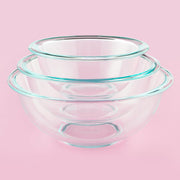 Pyrex Essentials (3-Piece) Glass Mixing Bowls Set For Prepping, Baking and Cooking, Preheated Oven, Dishwasher, Freezer, and Microwave Safe