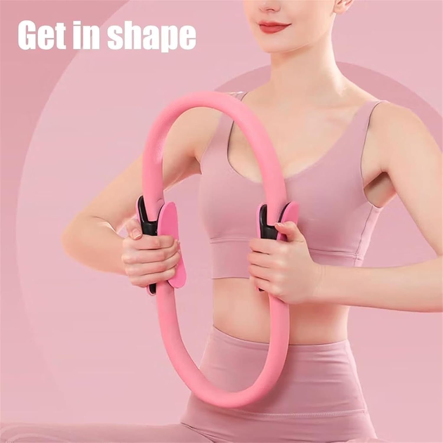 Pilates Ring Fitness Trainer, Pilates Ring Magic with Double Padded Handles, Pilates Ring Fitness Circle 14.96" Yoga Rings Magic Circle for Toning Arms