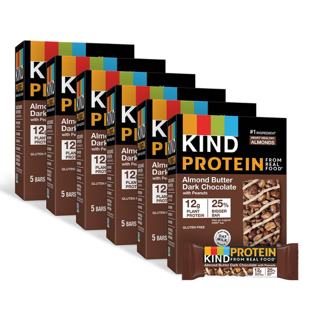 KIND PROTEIN Healthy Snack Bar, Crunchy Peanut Butter, 12g Plant Protein, Gluten Free Snack Bars, 1.76 OZ, (30 Count)