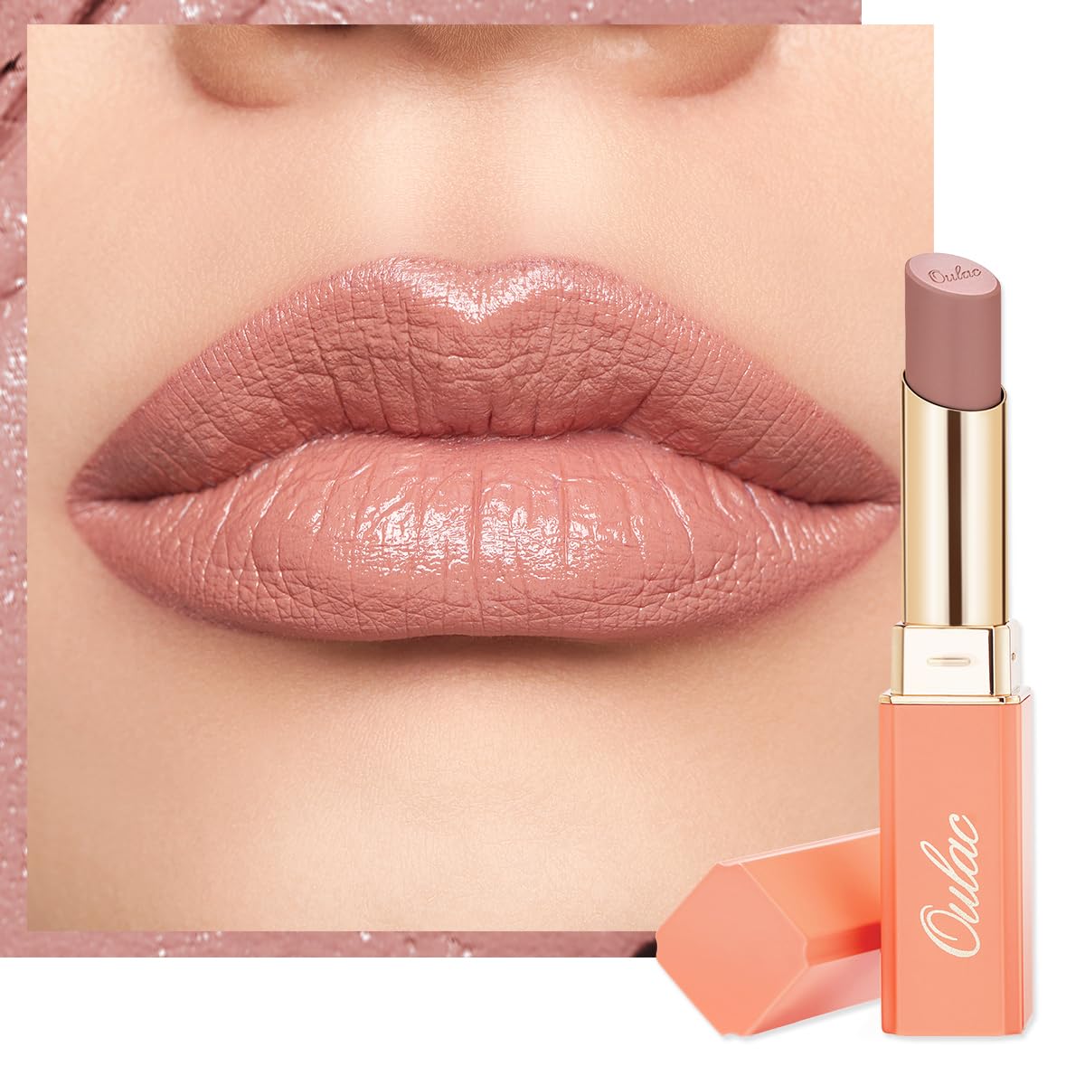 Oulac Beige Lipsticks for Women, Pale Nude Matte Lip Base, Full Coverage Lip Color, Satin Matte Finish, Cream Texture, Hydrating, Infused with Hyaluronic Acid, Vegan & Clean Beauty 4g SG01 Bare