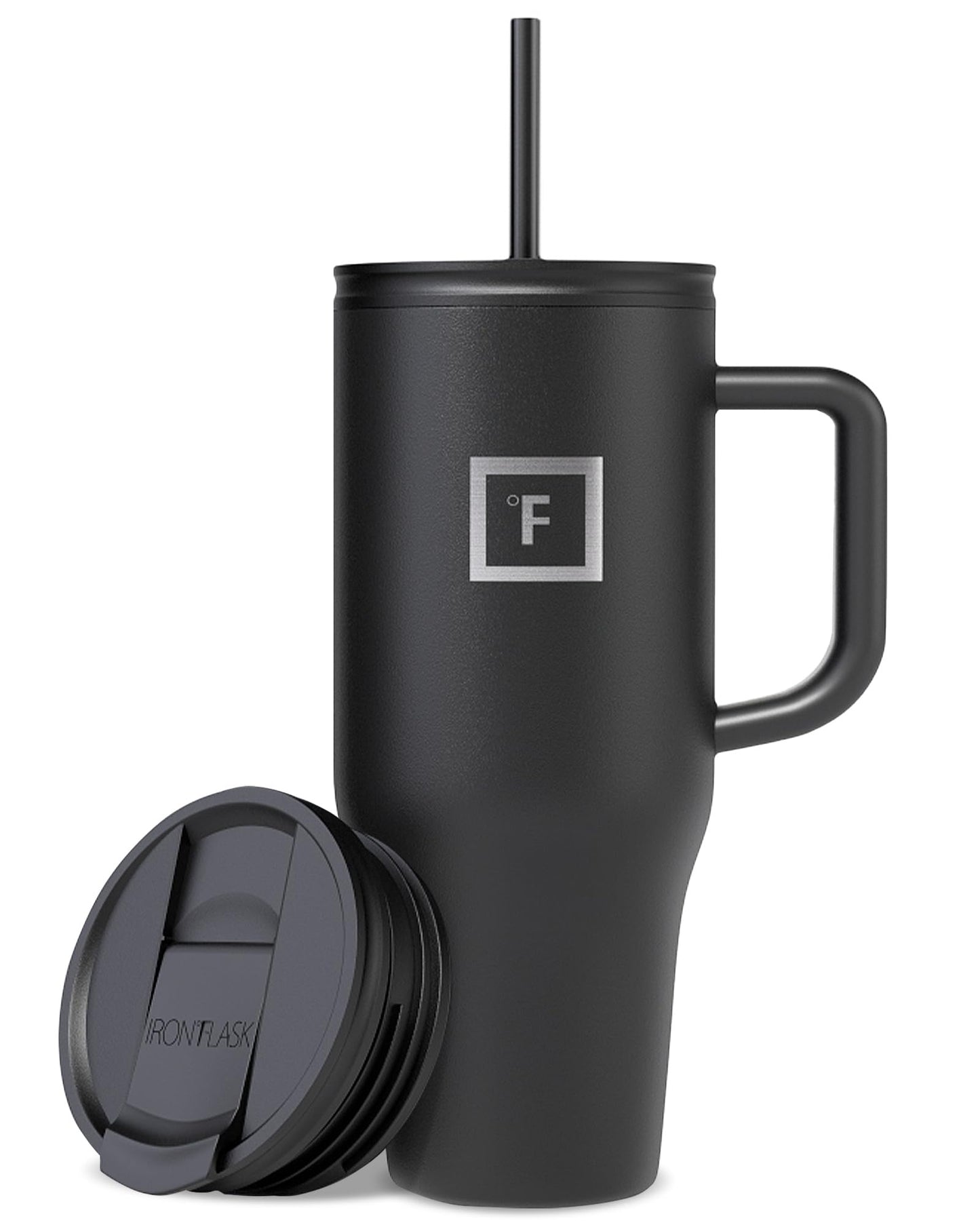 IRON °FLASK Co-Pilot Insulated Mug w/Straw & Flip Cap Lids - Cup Holder Bottle for Hot, Cold Drink - Leak-Proof - Water, Coffee Portable Travel Mug - Aurora, 32 Oz