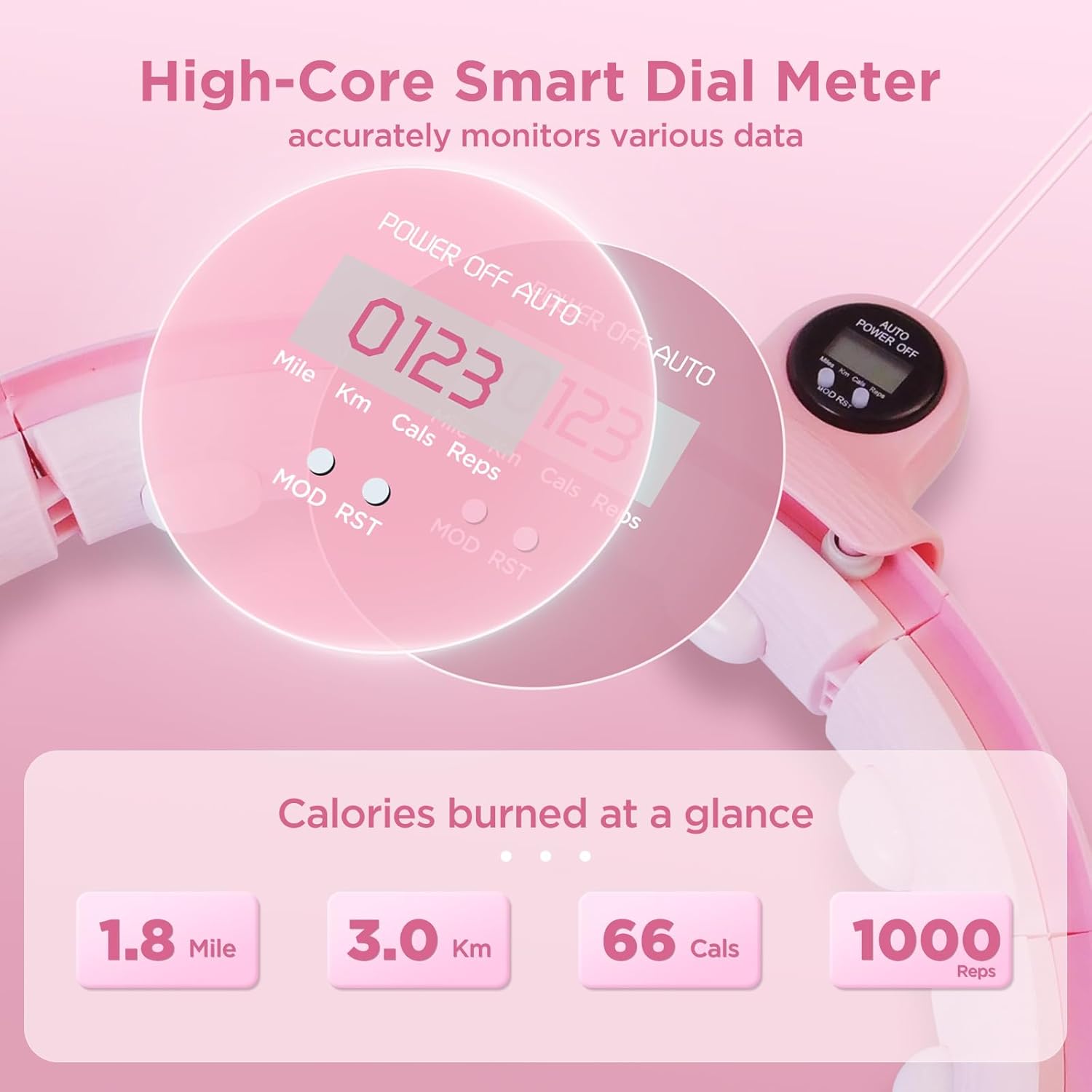 Humixx Infinity Hoop for Adult Weight Loss, 2 in 1 Smart Fitness Workout Hoop Weighted with 14 Detachable Knots, Exercise Fit Hoop Suitable for Women and Kids, Pink